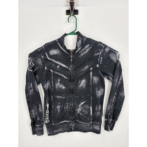 Affliction Live Fast Black Premium Men's Full Zip Sweatshirt Eagle Wings, Large - Picture 2 of 9